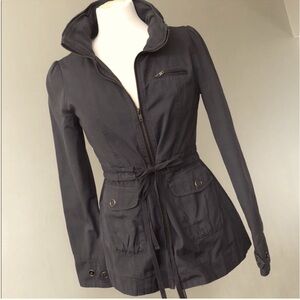 ♥️SALE Tulle Anthropologie Navy Blue Utility Tie Waist Lightweight Jacket EUC